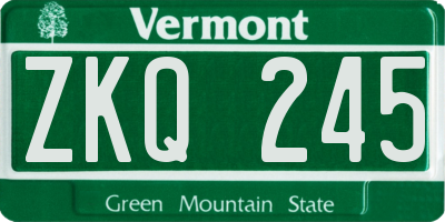 VT license plate ZKQ245