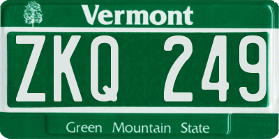 VT license plate ZKQ249
