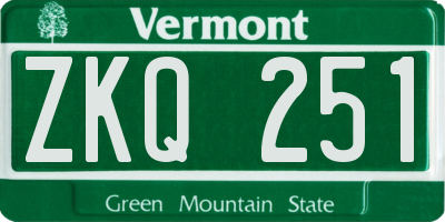 VT license plate ZKQ251