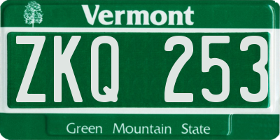 VT license plate ZKQ253