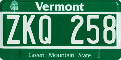VT license plate ZKQ258