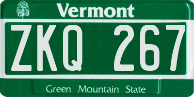 VT license plate ZKQ267
