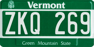 VT license plate ZKQ269