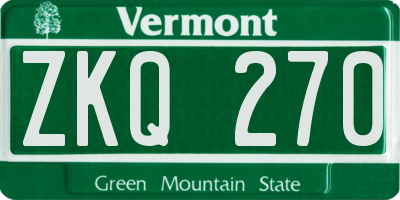 VT license plate ZKQ270