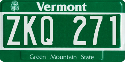 VT license plate ZKQ271