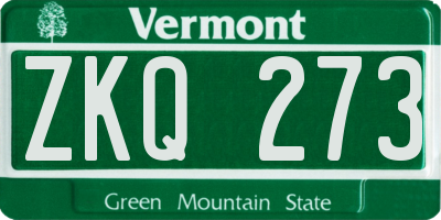 VT license plate ZKQ273