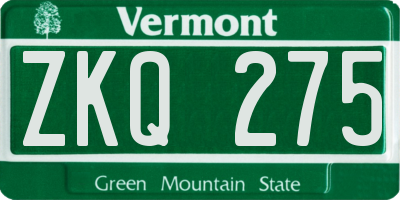 VT license plate ZKQ275