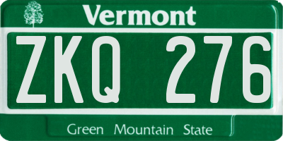 VT license plate ZKQ276