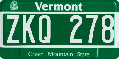 VT license plate ZKQ278