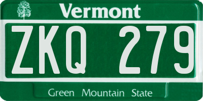 VT license plate ZKQ279