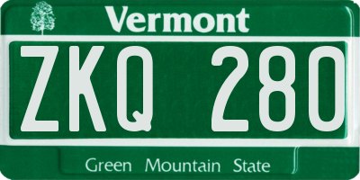 VT license plate ZKQ280