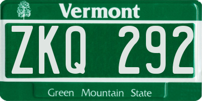 VT license plate ZKQ292