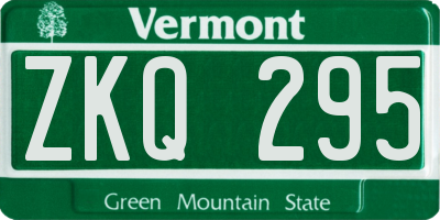 VT license plate ZKQ295