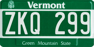 VT license plate ZKQ299