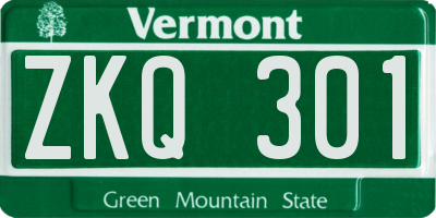 VT license plate ZKQ301