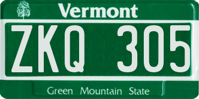 VT license plate ZKQ305