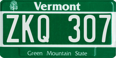 VT license plate ZKQ307