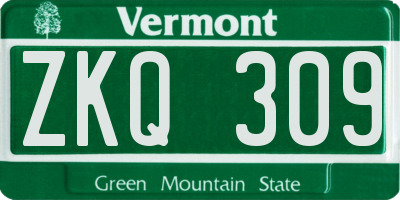 VT license plate ZKQ309