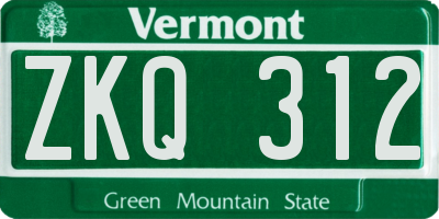 VT license plate ZKQ312