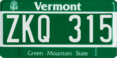 VT license plate ZKQ315