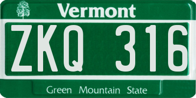 VT license plate ZKQ316