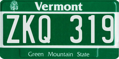 VT license plate ZKQ319