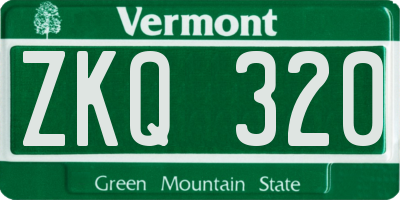 VT license plate ZKQ320
