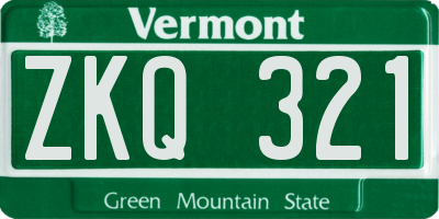 VT license plate ZKQ321