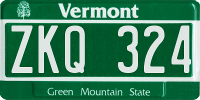 VT license plate ZKQ324