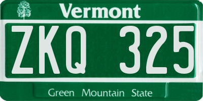 VT license plate ZKQ325