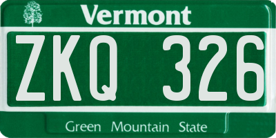VT license plate ZKQ326