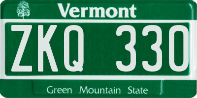 VT license plate ZKQ330
