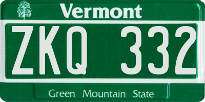 VT license plate ZKQ332