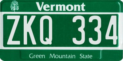 VT license plate ZKQ334