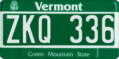 VT license plate ZKQ336