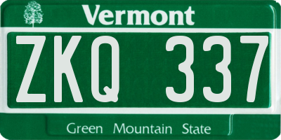 VT license plate ZKQ337