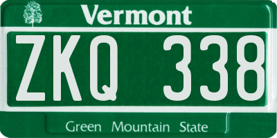 VT license plate ZKQ338