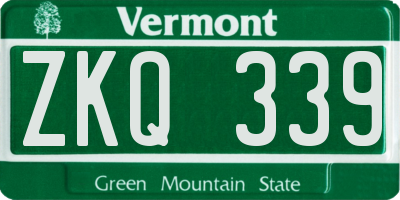 VT license plate ZKQ339