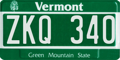 VT license plate ZKQ340