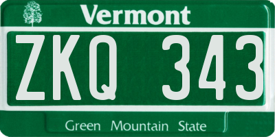 VT license plate ZKQ343
