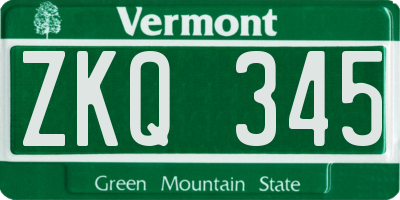 VT license plate ZKQ345