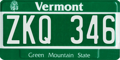 VT license plate ZKQ346
