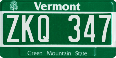 VT license plate ZKQ347