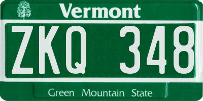 VT license plate ZKQ348