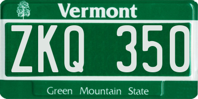 VT license plate ZKQ350