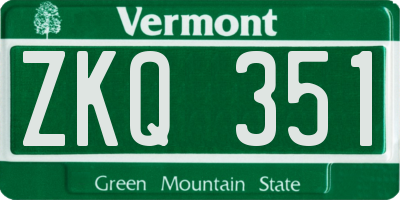 VT license plate ZKQ351