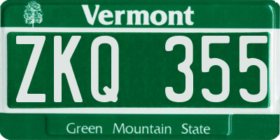 VT license plate ZKQ355