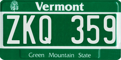VT license plate ZKQ359