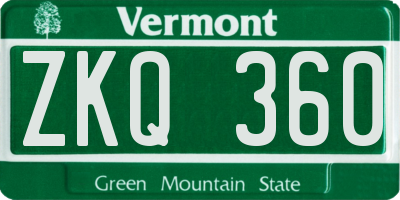 VT license plate ZKQ360