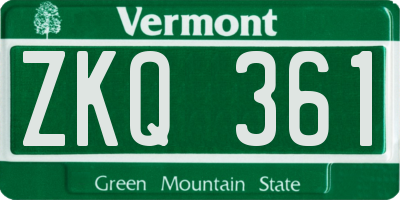 VT license plate ZKQ361